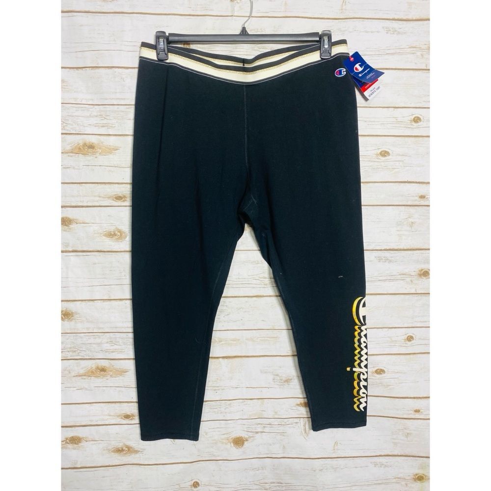 Champion Black Leggings with White and Gold Accents Size 3X